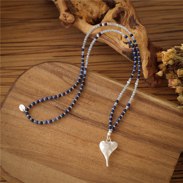 Halskette mit echtem Lapislazuli - Handmade.